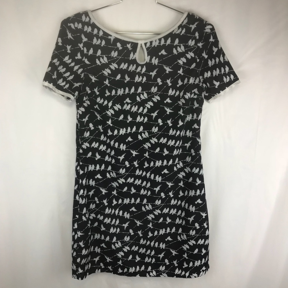 3/$10! Tulle brand birds dress S black & white